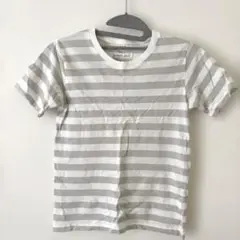 無印良品 グレーと白のストライプ Tシャツ 140