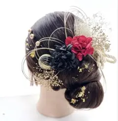 no.3961 成人式髪飾り　成人式　結婚式　髪飾り　水引　金箔　チュール
