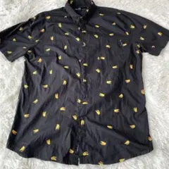 Molokai Surf 半袖　ボタンダウンシャツ　総柄　タコス　黒　XXL