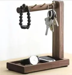 木製 キーフック 時計掛け カードホルダー アクセサリースタンド
