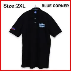 大きいサイズ 2XL BLUE CORNER ポロ 黒 NYUSA 日米文化融合