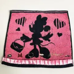 【新品同様】ミニーマウス ハンドタオル レース ピンク 黒 ディズニー TDL