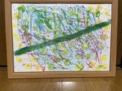 抽象画 木製フレーム付き A2サイズ