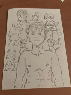キャラクターと人物の鉛筆画
