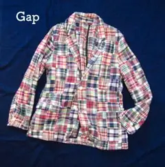 GAP マドラスチェック パッチワーク テーラードジャケット