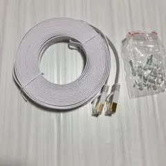 CAT6 LANケーブル 10m 有線 フラットタイプ 1.5mm厚 WH