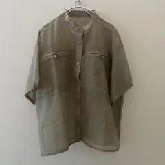 【ゆったり大きめサイズ】SELECT MOCAシアー半袖シャツ スタンドカラー