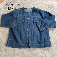 レディース　北欧雑貨屋　デニムジャケット　ノーカラーデニムジャケット