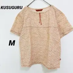 クスグル Tシャツ 花柄 小花柄 カットソー【M】オレンジ