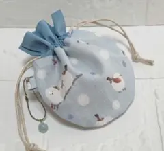 シマエナガ まん丸巾着ポーチ ライトブルー 商品説明を良くお読み下さい