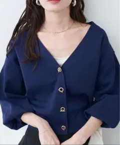 natural couture，ナチュラルクチュール ネイビーカーディガン　美品