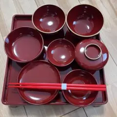 ★1回のみ使用★ お食い初め用赤漆器セット
