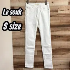 【美品】ルスークス トレッチ スリムパンツデニム ホワイト 白 ストレッチ 34