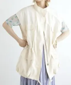 w closet ハイネックミリタリーベスト ホワイト