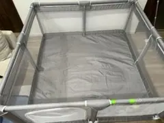 グレー ベビーサークル ソフト　メッシュ