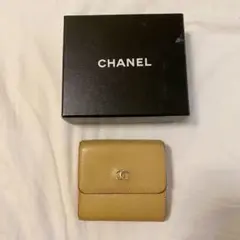 CHANEL シャネル 三つ折り 財布 ベージュ