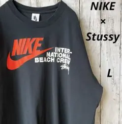 【限定コラボ】ステューシー×ナイキtシャツ【L】ビッグシルエット【黒】