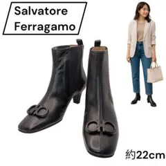 【美品】 Ferragamo フェラガモ ガンチーニ サイドゴアブーツ 22cm