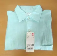 ユニクロ UNIQLO プレミアムリネンシャツ 長袖 グリーン
