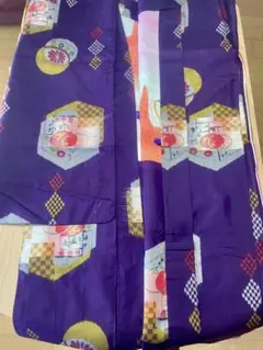 銘仙　アンティーク羽織　【紫×ピンク×イエロー