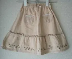 TINKERBELL　ティンカーベル　うさぎ刺繍スカート　130cm　ベージュ