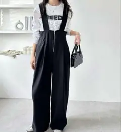 GeeRA フロントジップハイウエストサロペット