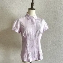 BANANA REPUBLIC/薄ピンク ストライプ 半袖シャツ ブラウスS