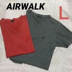❣️AIRWALK VネックTシャツ 2枚セット Lサイズ グレー レッド