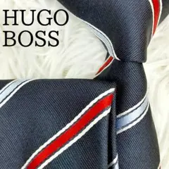美品◎HUGO BOSS ヒューゴボス ネクタイ レジメンタルストライプ柄