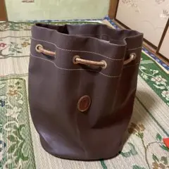 ブラウン ドローストリング バケツ型バッグ