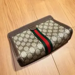 GUCCI シェリーライン クラッチバッグ GG ベージュ レザー