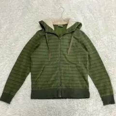 ラコステ【M】ストライプフードジップアップパーカー ストレッチ　長袖　上着