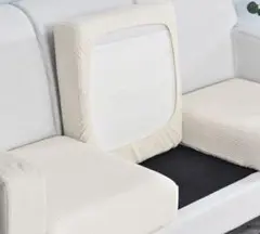 新品未使用！ストレッチソファカバーホワイト2人掛け用３枚セット
