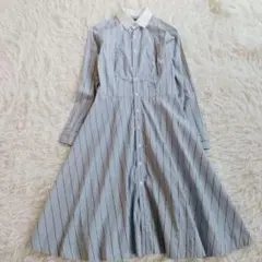 【美品】ラルフローレン ストライプ シャツワンピース Aライン フレアワンピース