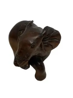 木彫 黄楊 石川作 象 根付 提げ物 古美術品 骨董品