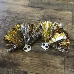 ideastore チアポンポン 30㎝ 1ペア　ゴールド＆シルバー