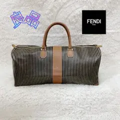 FENDI フェンディ ヴィンテージ ペカン柄 PVC×レザー ボストンバッグ