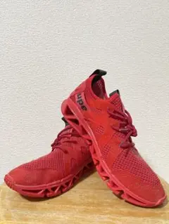 軽量メッシュアッパー レッドランニングシューズ