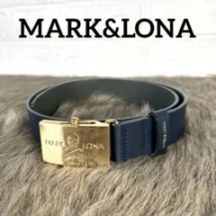 マークアンドロナ　MARK&LONA レザーベルト　ネイビー×ゴールド　T148
