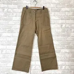レナウン レマグレブ ワイドパンツ ストレッチ L ブラウン シンプル 日本製