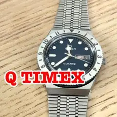 Q TIMEX 36mm シルバー×ネイビー