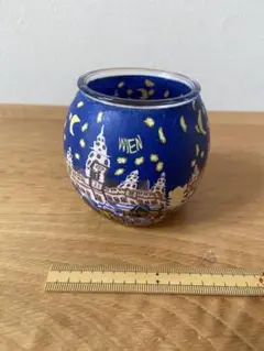【上海で購入】ウィーン風景の青いキャンドルホルダー