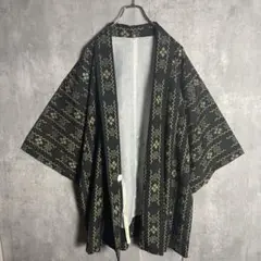 レトロ 羽織 ジャパン ビンテージ 黒 金 カーディガン ゆるだぼ