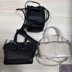 ZARA ハンドバッグ　ショルダーバッグ　黒　アイボリー