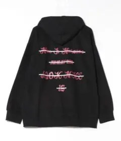 新品　バックプリント　ロゴパーカー　ビックシルエット　黒　L