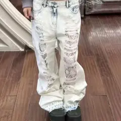 レース ダメージ デニム￼