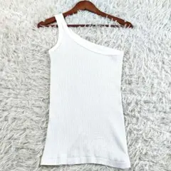 HYKE ワンショルダー アシンメトリー レイヤード リブニットタンクトップ 白