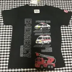 働く車　バースデー　パトカー　救急車　消防車　Tシャツ　95