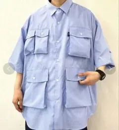 COOPER FACT スーパービッグポケット 半袖シャツ 美品 ブルーチェック
