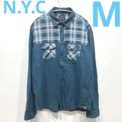 【美品】N.Y.C(ニューヨークカラー)サイズ:M 長袖シャツ　ブルー